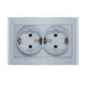 Розетка 2-м СП Бриллиант 16А IP20 с заземл. серебр. UNIVersal 7949780