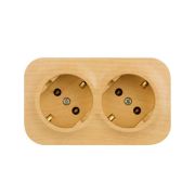 Розетка 2-м ОП Quteo 16А IP20 250В 2х2P+E с заземл. без защ. шторок дерево IEK 782293